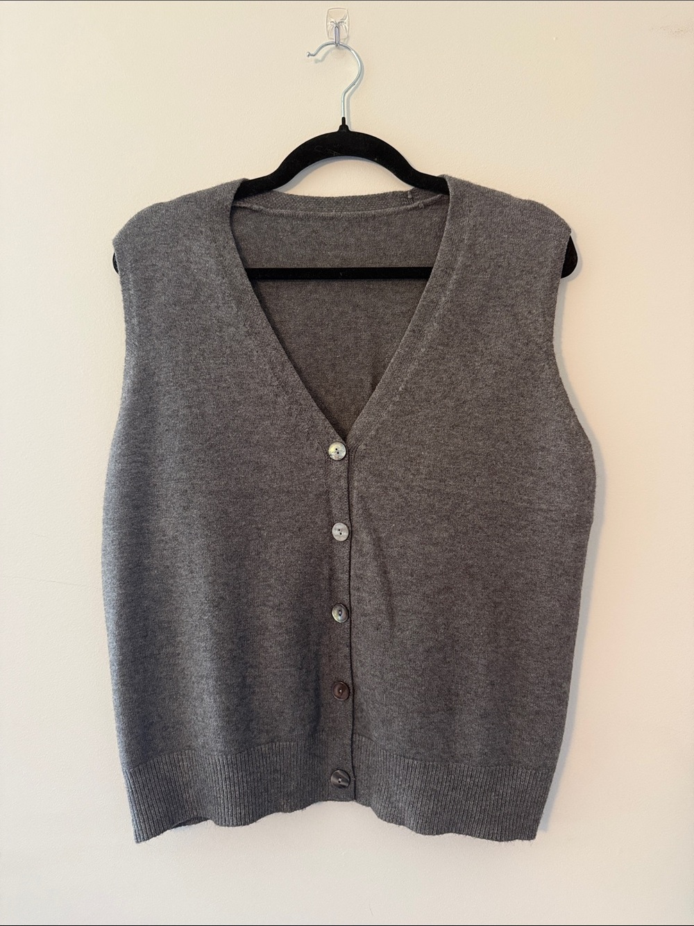 Classic Gray V-Neck Button Front Vest